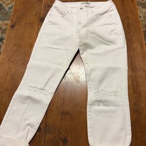 Haute Hippie 8 White Jeans Straight Leg Roll up